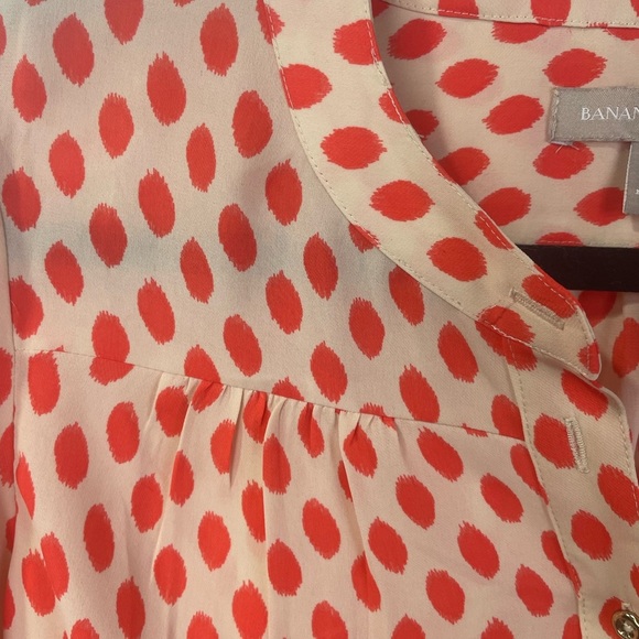 Banana Republic Orange Polka Dot Long Sleeve Button Up Casual Blouse Top XS - Picture 6 of 10